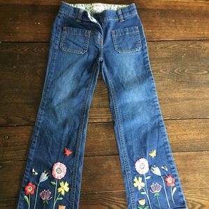 Girls' Floral Embroidered Jeans - 7Y - MiniBoden